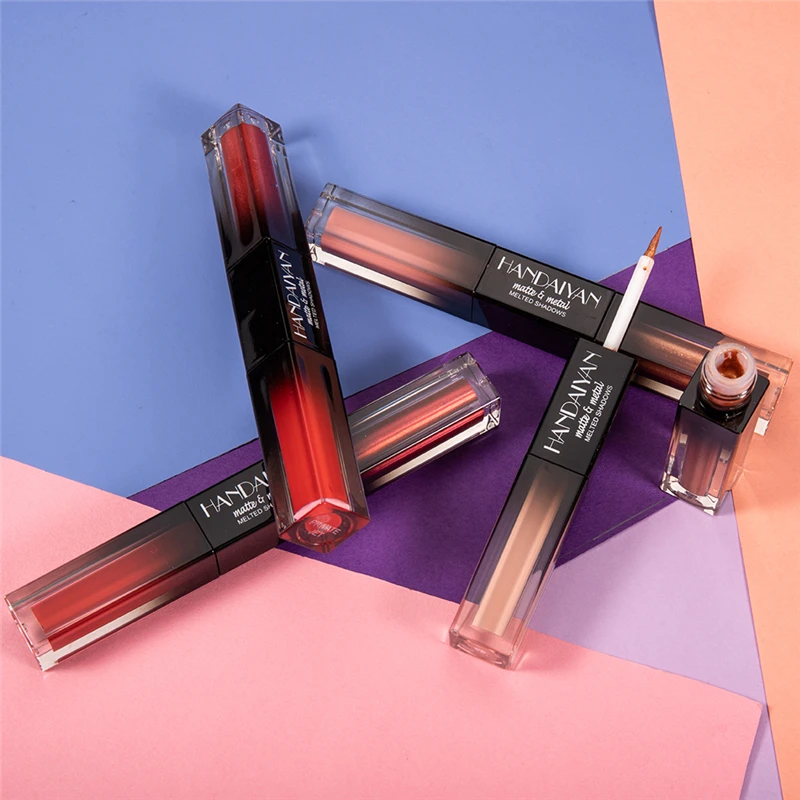 Жидкие тени для век с двойной головкой блестящие водостойкие долговечные жидкие