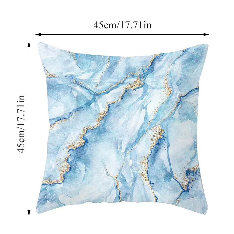 

Marble Blue Geometric Nordic Decorative Pillowslip Pillow Case Cushion Cover Home Supplies 45*45cm Soft Throw Pillows Covers