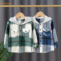 toddler kids girls boys autumn spring full sleeve plaid hooded single breasted top outwear children fashion jacket 18m 6y