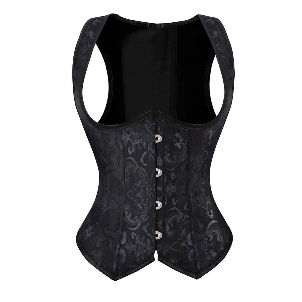

Corsets and Bustiers Women Sexy Underbust Steampunk Embroidery Strap Lace Up Boned Plus Size Pirate Just Married Party Clubwear