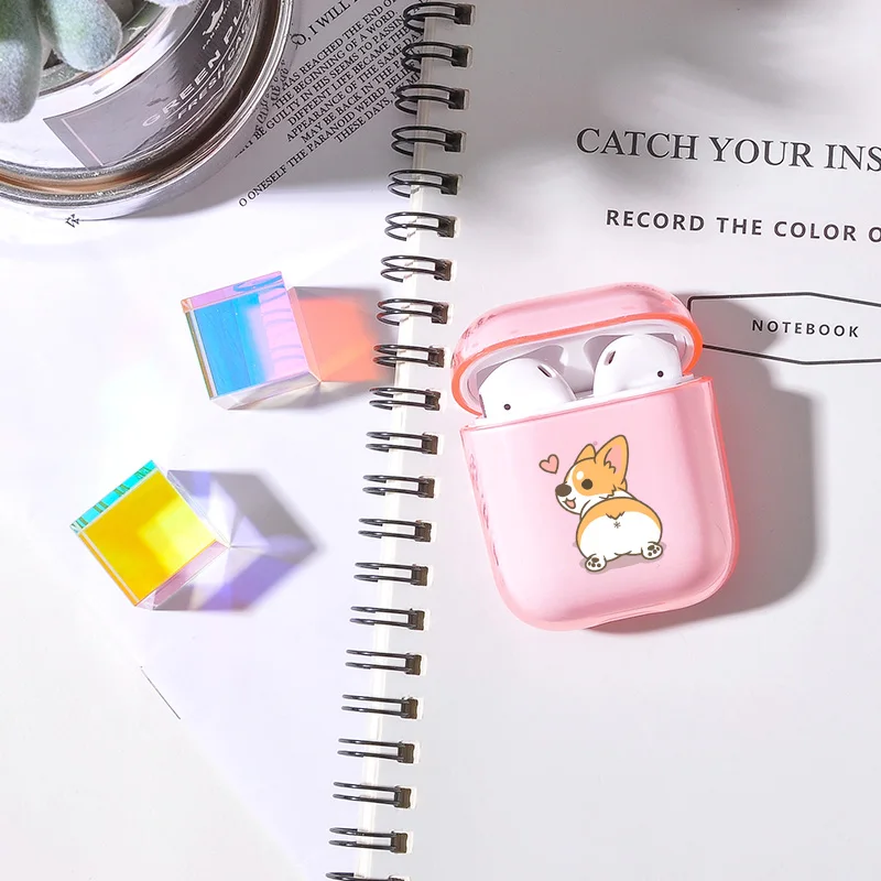 Мягкий чехол для наушников Apple airpods 1 Роскошный домашних животных Corgi Dog цветной Air