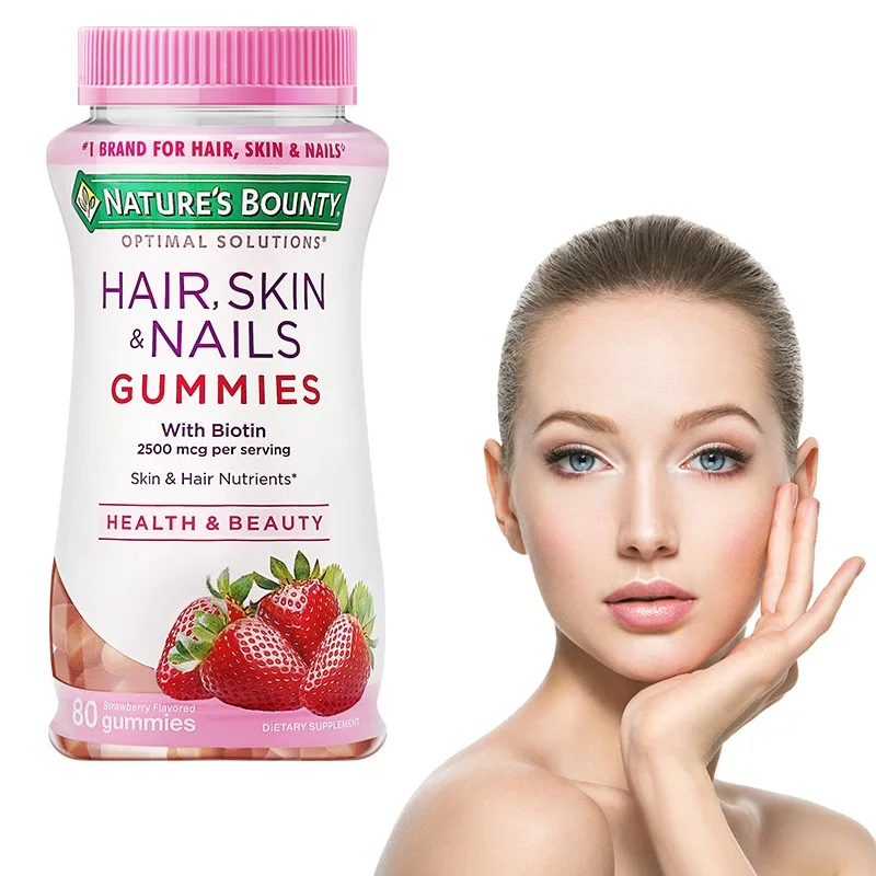 

Nature's Bounty Hair Skin Nail Solutions Collagen Gummy Biotin 80Tablets Women Inner Health Beauty Supplement Firming Young Skin