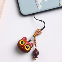 chinese elements retro red sandalwood mobile phone pendant cat cute fish unisex net celebrity creative small gift phone chain