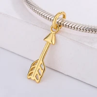 fashion accessories 925 sterling silver golden arrow pendant charm bracelet diy jewelry making for original pandora