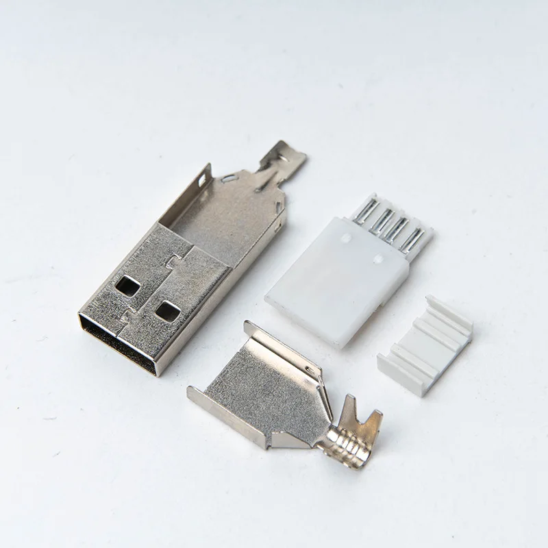 200 PCS a lot USB 2.0 Type A Welding Type Male Plug Connectors USB-A Tail Socket 4 in 1 DIY Adapter