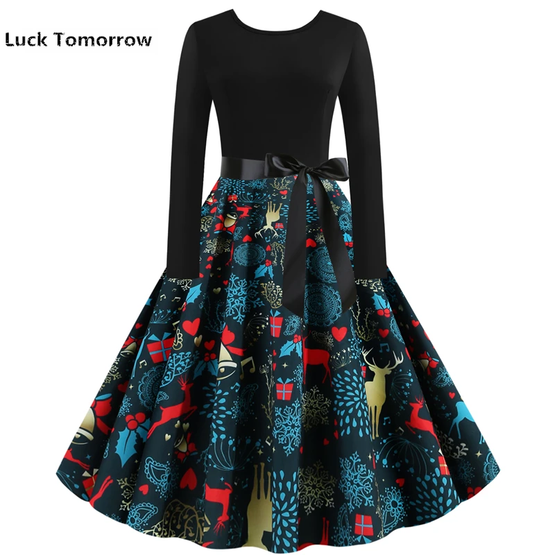 Новая женская одежда 2019 осеннее платье Рождественские Элегантные вечерние