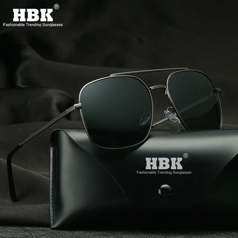 HBK, классические мужские солнцезащитные очки, поляризационные, квадратные, для ночного вождения, мужские, Полароид, очки пилота, солнцезащитные очки для женщин, защита от уф400 лучей