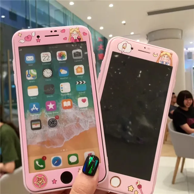 Защита экрана с мультяшным рисунком для iPhone 8 7 6 6S Plus закаленное стекло 3D 9H пленка