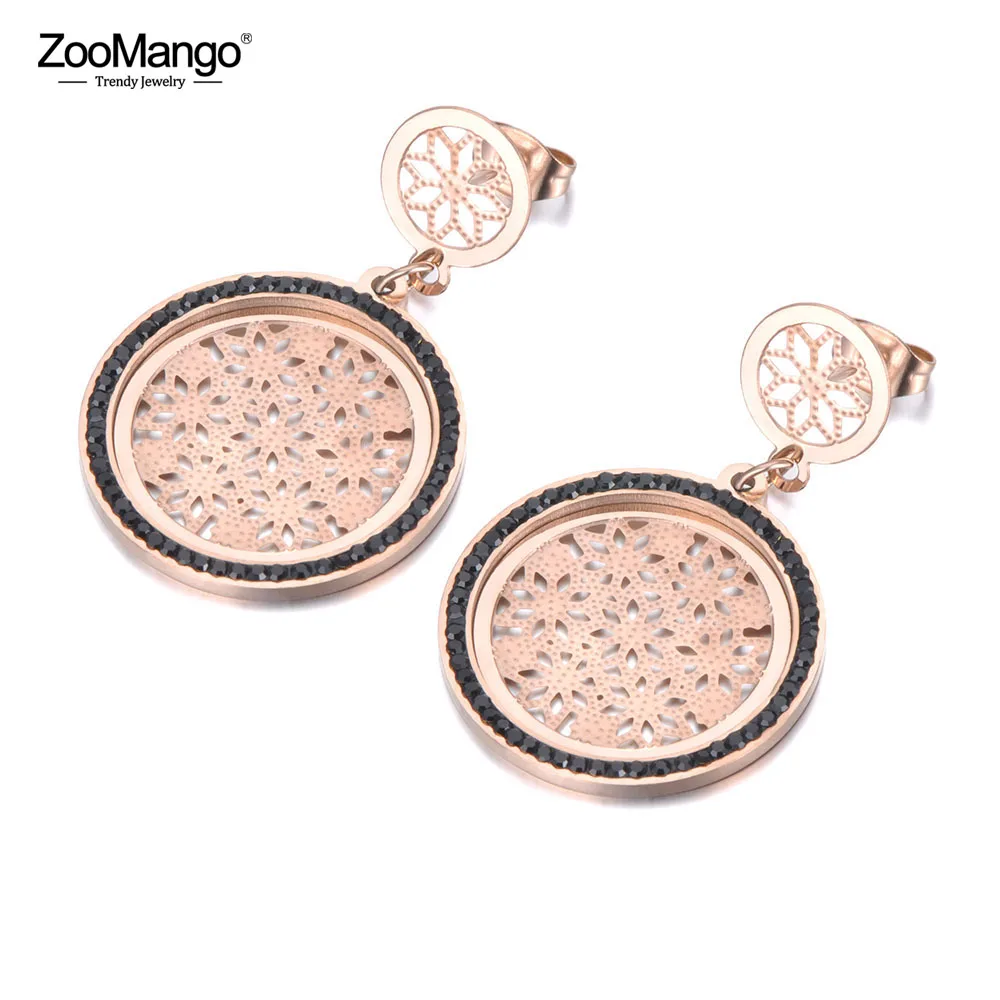 ZooMango модные свадебные серьги из нержавеющей стали с мозаикой фианита и