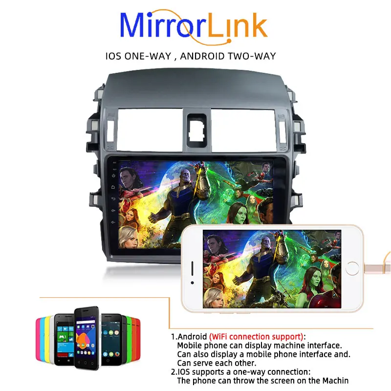 Автомагнитола 2 Din 9 дюймов Android 1 Гб + 16 ГБ GPS-навигация Wi-Fi сенсорный экран USB IOS Bluetooth