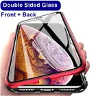 Чехол для телефона iPhone 11 Pro X Xs Max XR 8 7 6 6s Plus, двухстороннее стекло, 360 Полное покрытие, магнитный адсорбционный металлический корпус