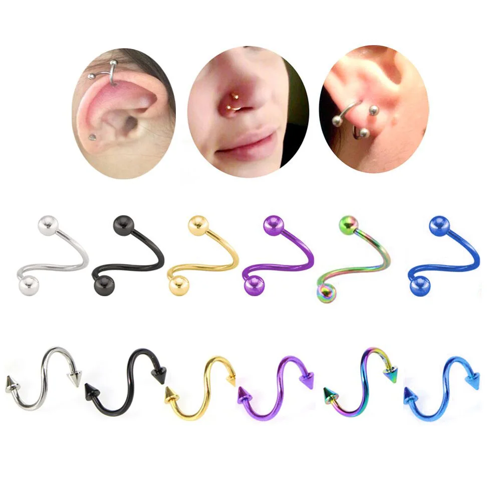 12 шт. S Форма хирургические Сталь закрученный в спираль украшение для пирсинга