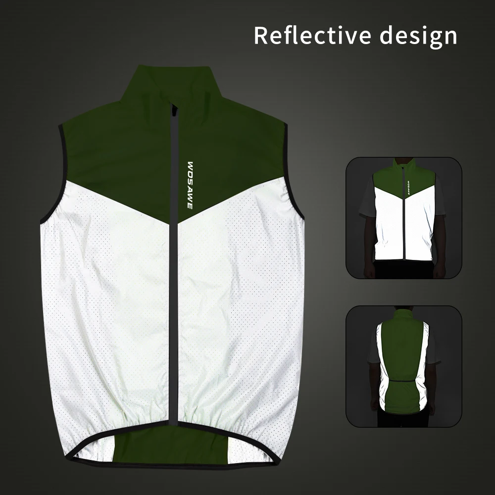 Велосипедный светоотражающий жилет Wosawe дышащий без рукавов уличный для ночных