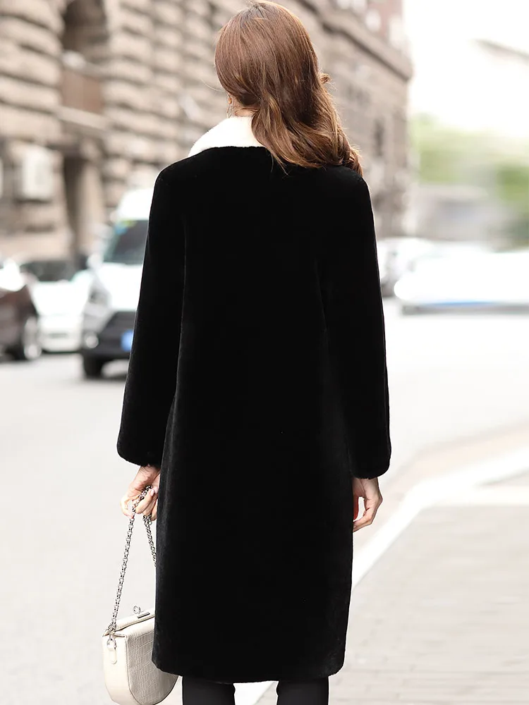 

JCHB 2021 new fashion mink fur fur coat waist-tight temperament sheep fur women's coat winter