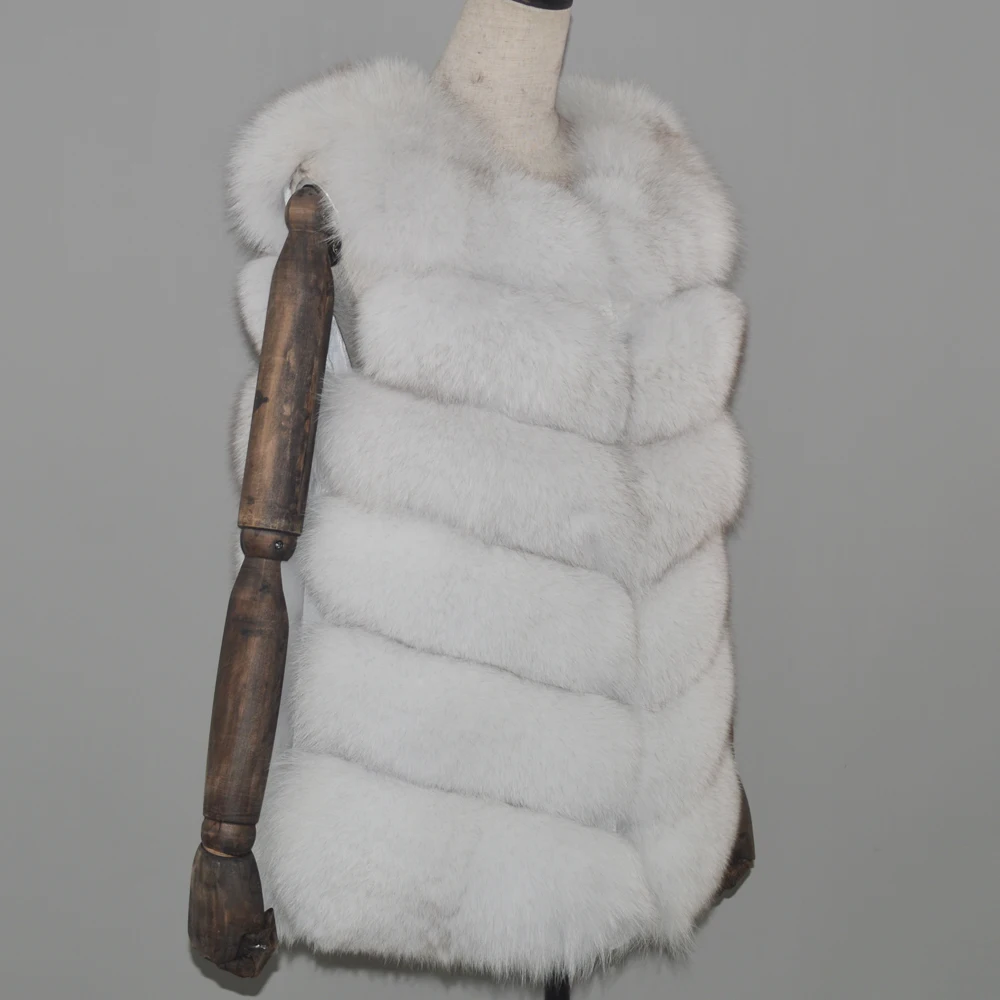 Вечерние Новый раскошный Чехол-из натурального меха лисы жилет для женщин