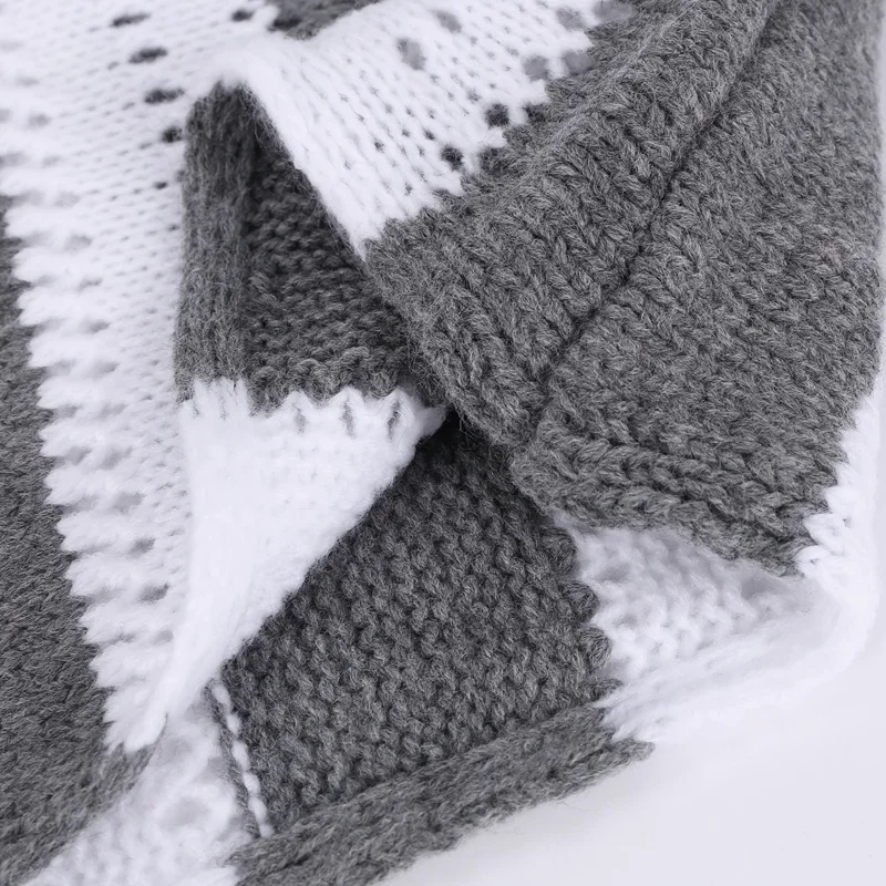 

Women's Fashion V-Neck Casual Stripe Hollow Slim Pullover Knitted Sweater Gray