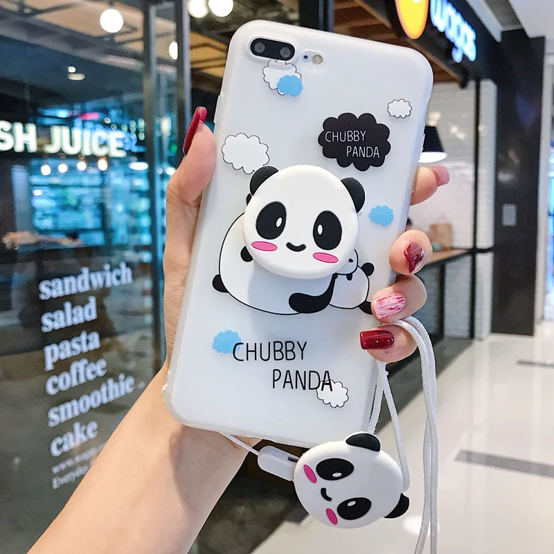Забавный мультяшный чехол для телефона с пандой для iphone X XS чехол для MAX XR для iphone 7 6s 8 plus милый чехол кукла подставка поддержка мягкий чехол s Capa