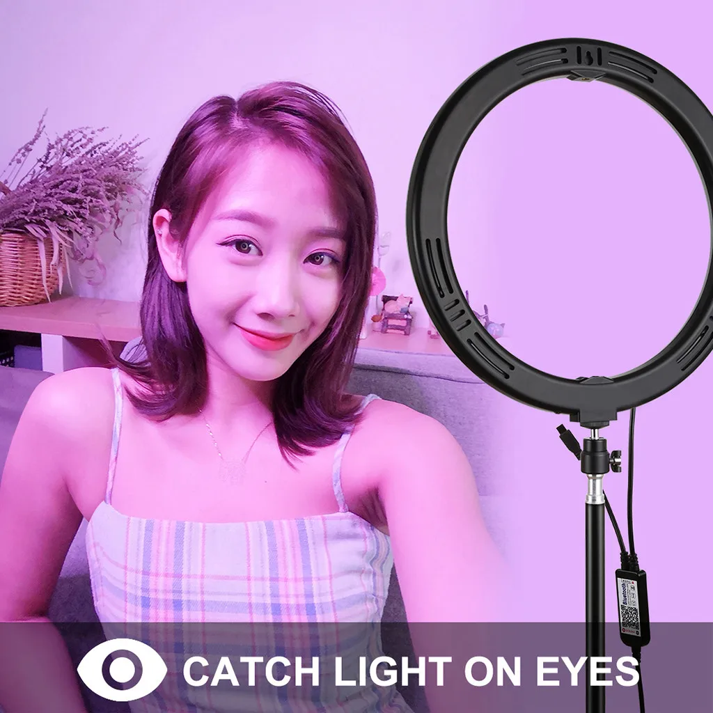 

Photography Dimmable LED Selfie Ring Light RGB ring photography lamp Makeup Video Live Photo Studio Light With Phone Holder#0528