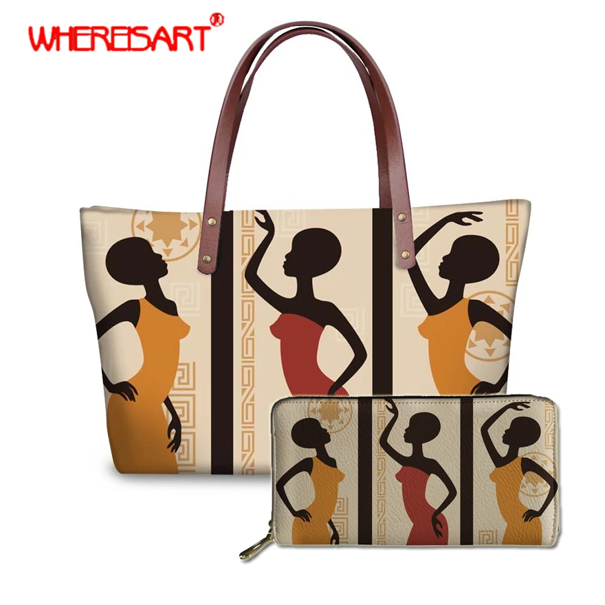 WHEREISART афро арт черная африканская красавица для девочек повседневные сумки
