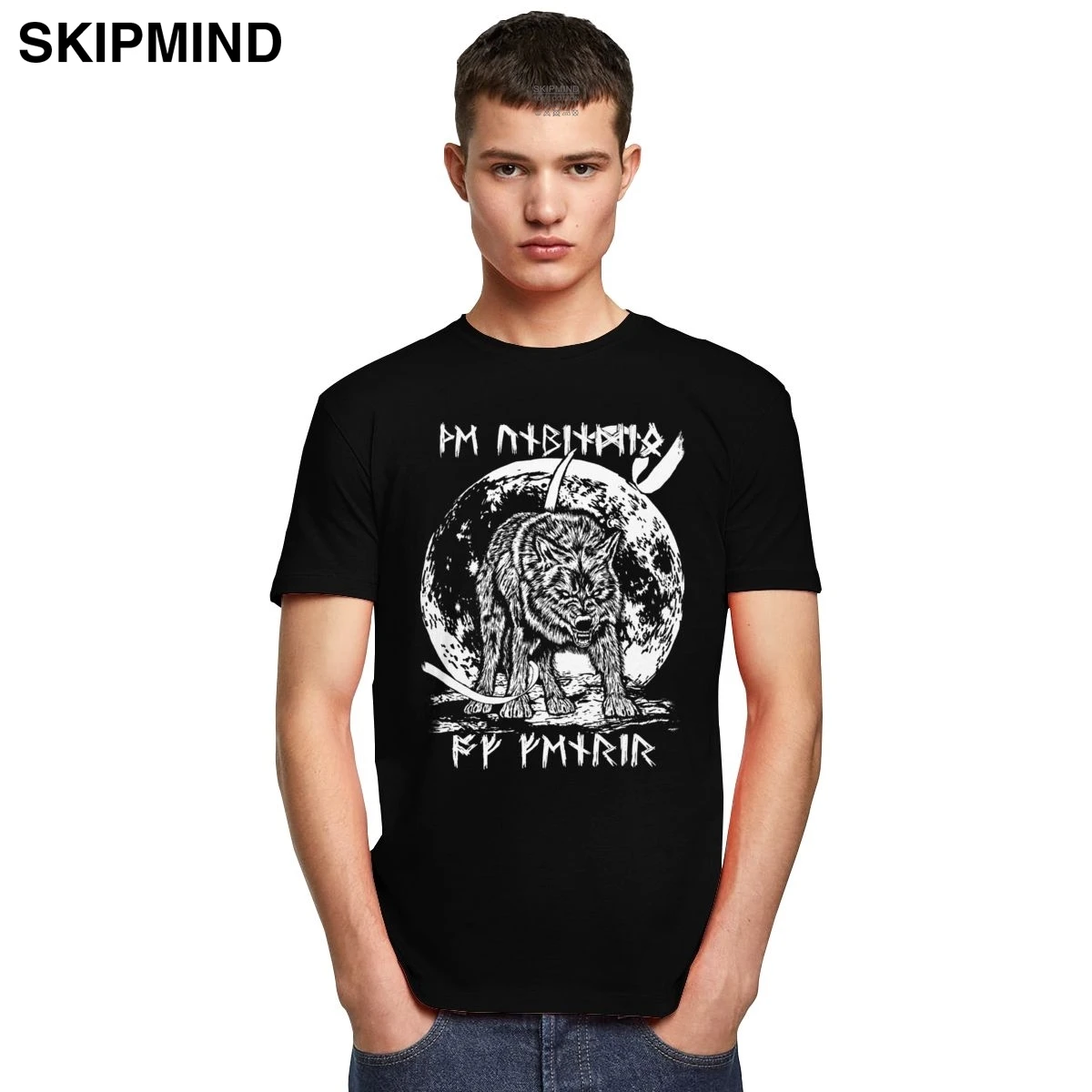 Валгаллы Odin футболка для мужчин из хлопка Moon Фенрир Локи сына классная с