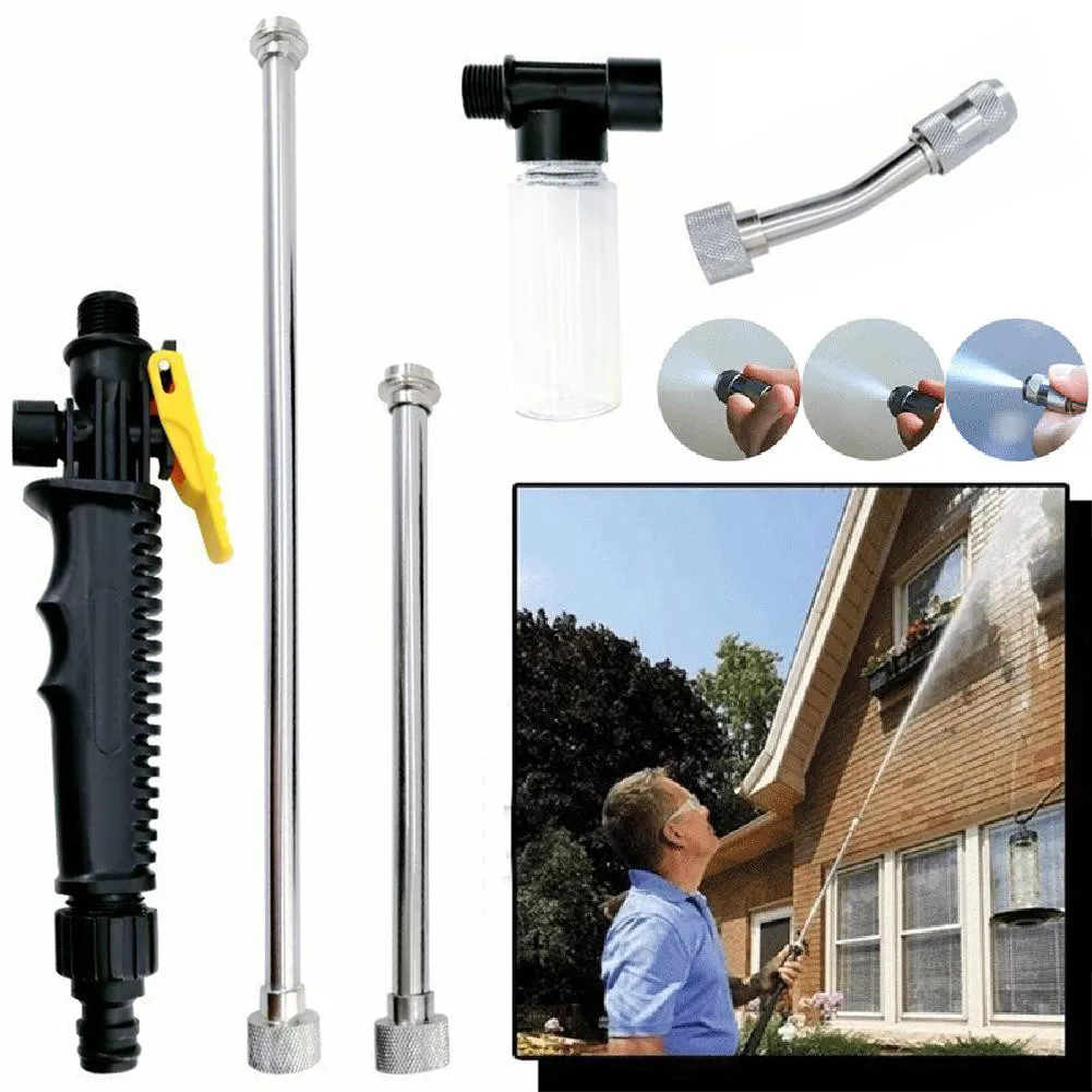 

2 In 1 62.5cm High Pressure Washer Gun Adapter Lance Spray Wand Connector Spray Water Lance Hose Pipe Nozzle Garden Car Cleaning