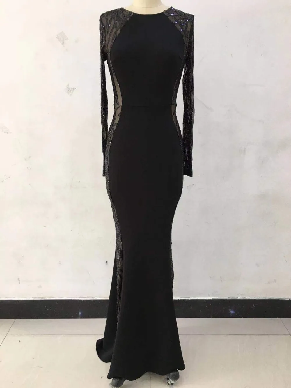 Зимнее женское черное сексуальное Клубное облегающее платье IDress, прозрачное Сетчатое лоскутное платье с блестками, Вечернее Макси-платье с длинным рукавом для вечеринок