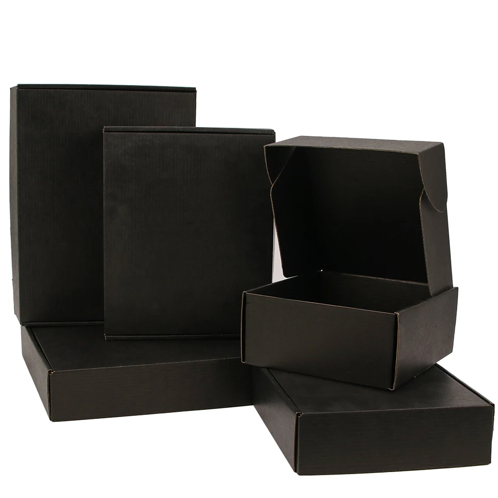 caixa de presente 10 pecas preta camadas onduladas festa de casamento caixa de embalagem 05