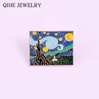 Звездная ночь эмали штырь картины маслом Ван Гога брошь искусство украшения художник рюкзак с нашивками штырь отворотом подарок Для женщин Мужчины