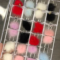 with box 24pcs nail charms ball 3d puffy pom nail decoration pompoms new designs plush balls accessories