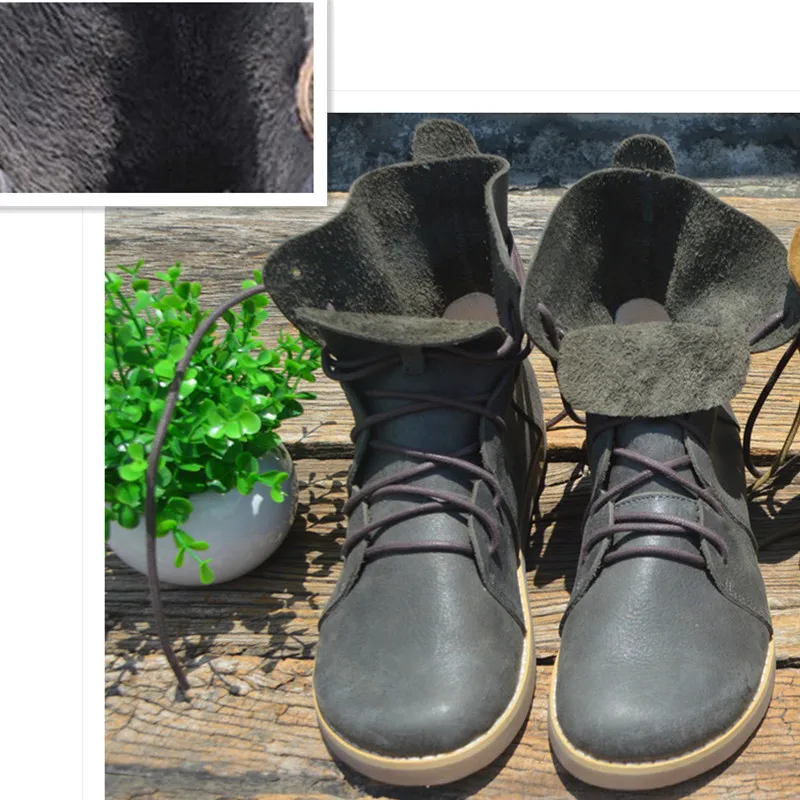 Dark Grey Villus Careaymade/Ботинки Martin «Sen female» в европейском и американском стиле; полусапожки из натуральной кожи; женские мотоботы; 2 цвета - Цвет: Dark Grey Villus