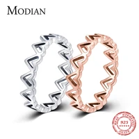 modian irregular hearts stackable finger ring fashion 925 sterling silver simple delicate rings for women romantic fine jewelry