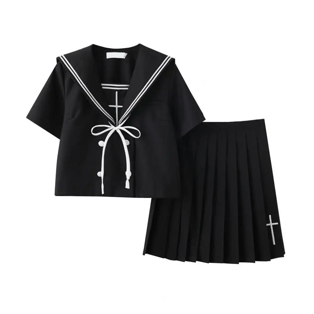 Юбка Униформа черного цвета молодежная модная длинная юбка трапециевидной формы