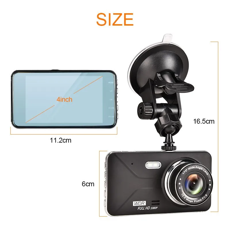 1080P HD Автомобильный видеорегистратор камера 4-дюймовый IPS-экран широкий угол