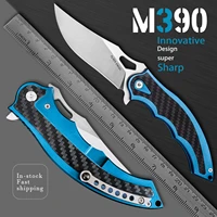 bohler m390 folding knife with clip titanium and carbon fiber handle tactical knives camping outdoor survival hunting tool