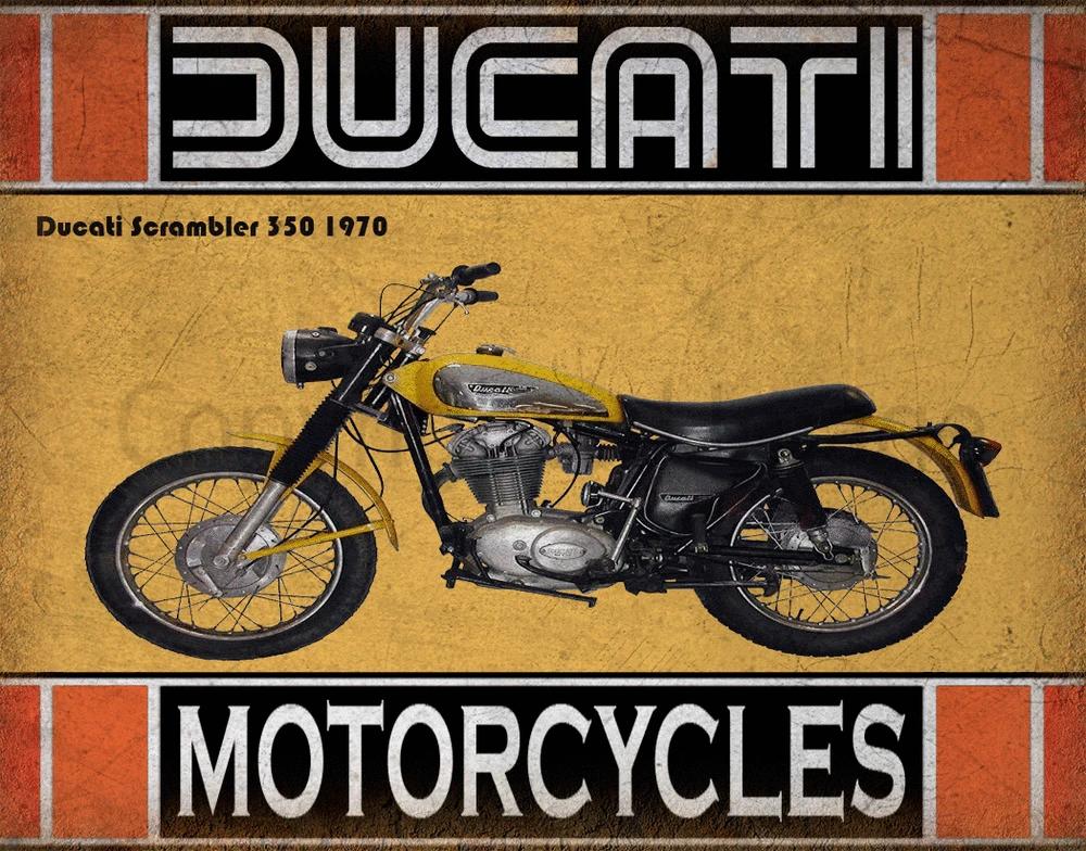 

Ducati Scrambler 350 1970 металлический жестяной плакат, настенный налет
