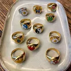 Мода цветок тюльпана Инь (железная Гуаньинь) Кольца Янг для женщин Золотой Цвета морская черепаха и эмалью, Бабочка, женские кольца, ювелирное изделие для пары, подарок