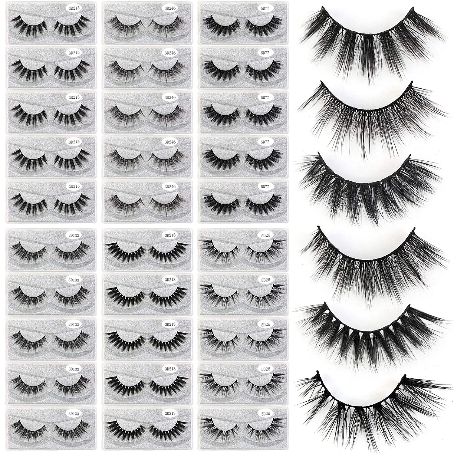

30 Pairs 6 Styles Faux Mink Eyelashes, 16mm-20mm Lashes Natural Look to Dramatic False Eyelashes, Handmade Reusable Soft Fake
