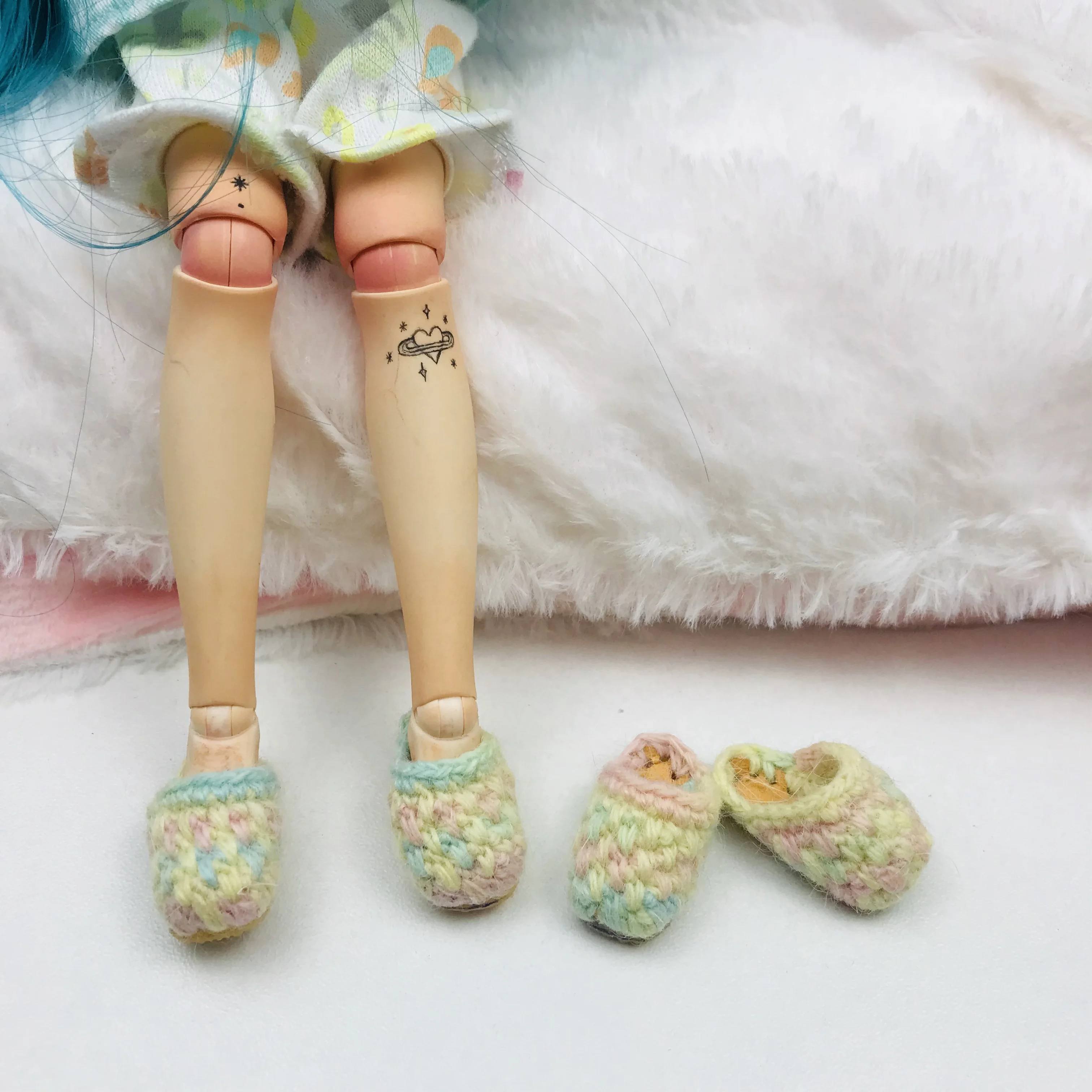 1 пара милых кукольных тапочек OB11 3 см шерстяные тапочки обувь для кукол blyth ob11