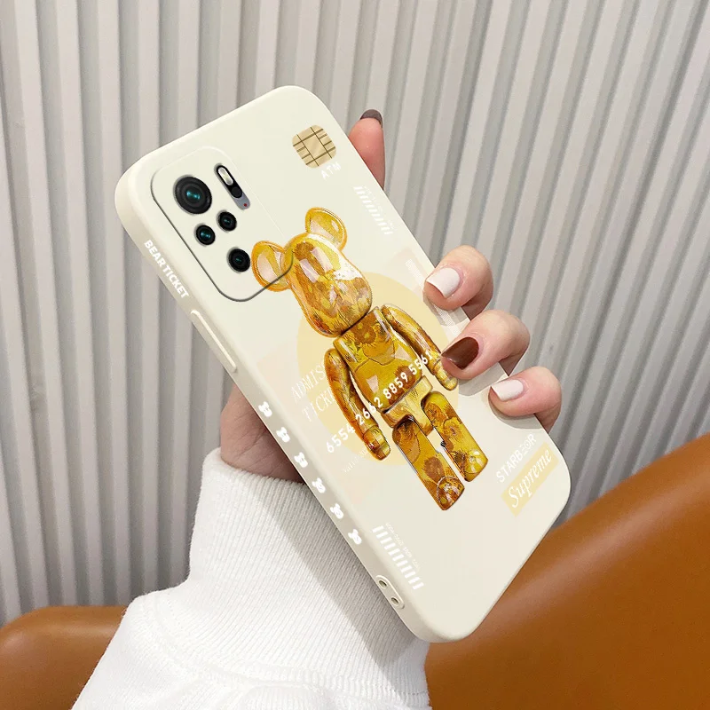 

Golden Bear Shockproof Liquid Silicone Case For Xiaomi Redmi Note 10 10S 9T 9 8 7 Pro Max Redmi 9 9A 9T Phone Back Cover Case