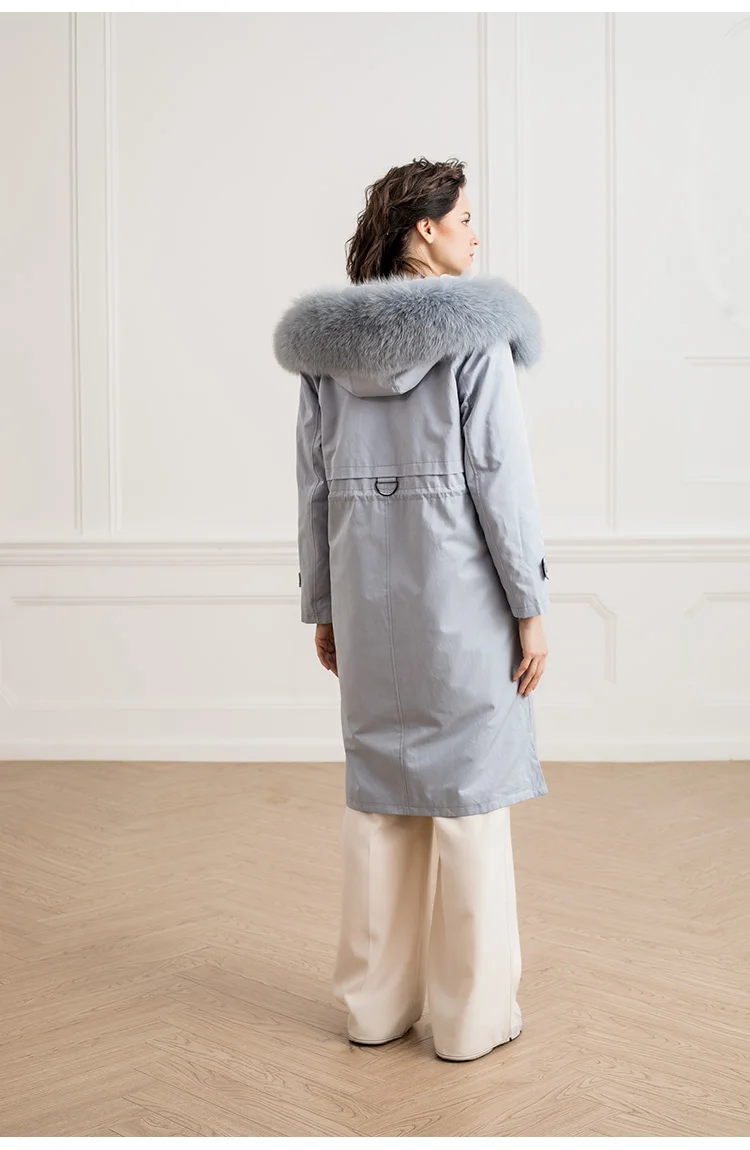 Женская парка с воротником из лисьего меха и подкладкой кроличьего | одежда