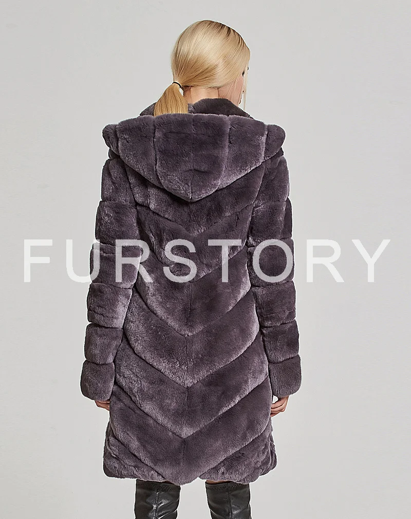 Women's Coats Real Fur Coat Women Rabbit Winter jacket Jacket with Hood Story FS17154 | Женская одежда