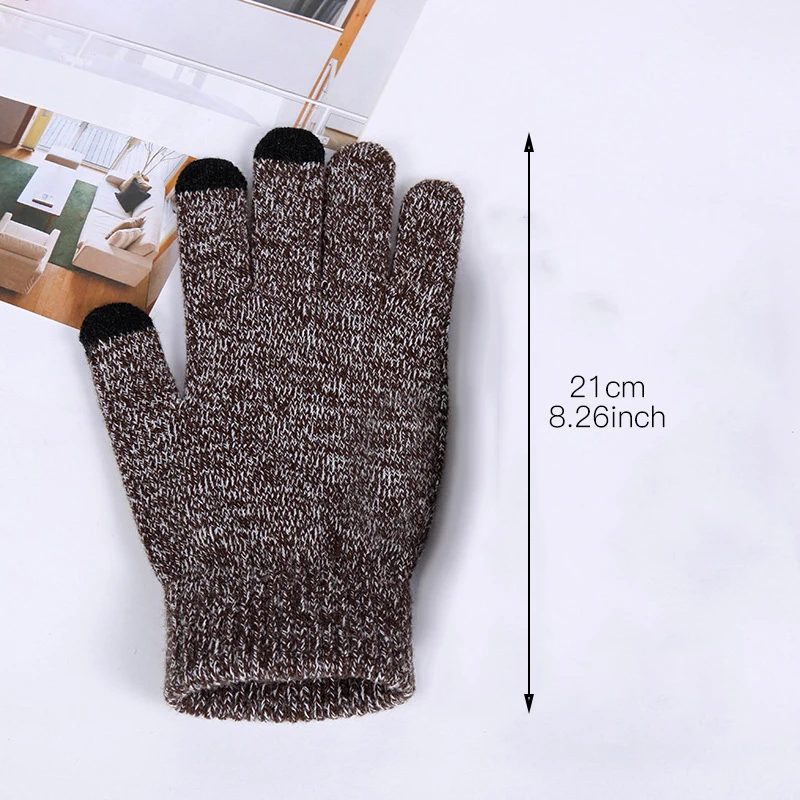 Зимние теплые вязаные перчатки с сенсорным экраном Нескользящие мужские для