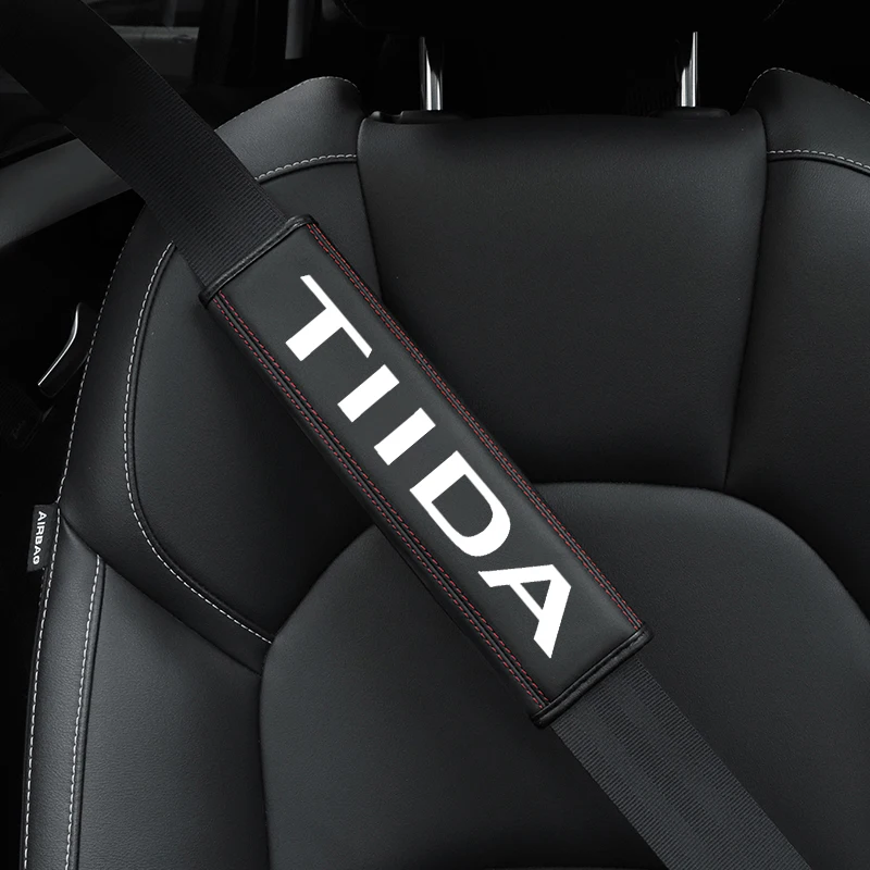 

For Nissan TIDA 1pc Cowhide Car Interior Seat Belt Protector Cover For Nissan TIDA car Auto Accessories