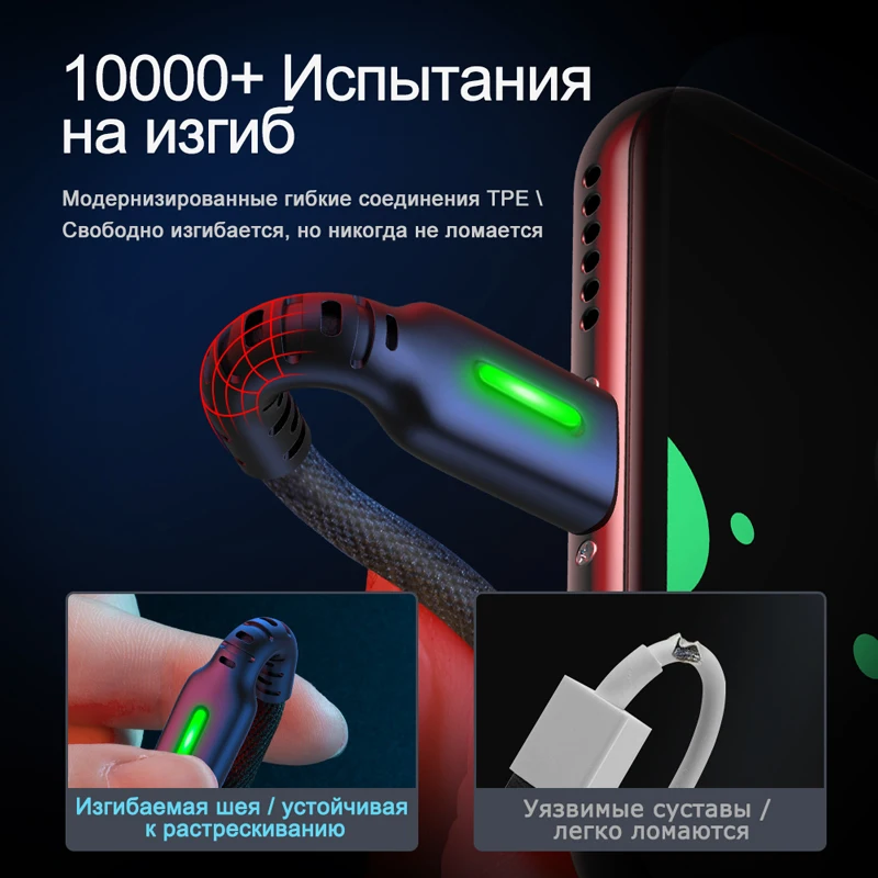 INIU 3 м светодиодный микро Тип usb C телефонный кабель Зарядное устройство микро usb для быстрой зарядки для samsung Xiaomi huawei Andriod Тип-C USB-C кабеля для передачи данных