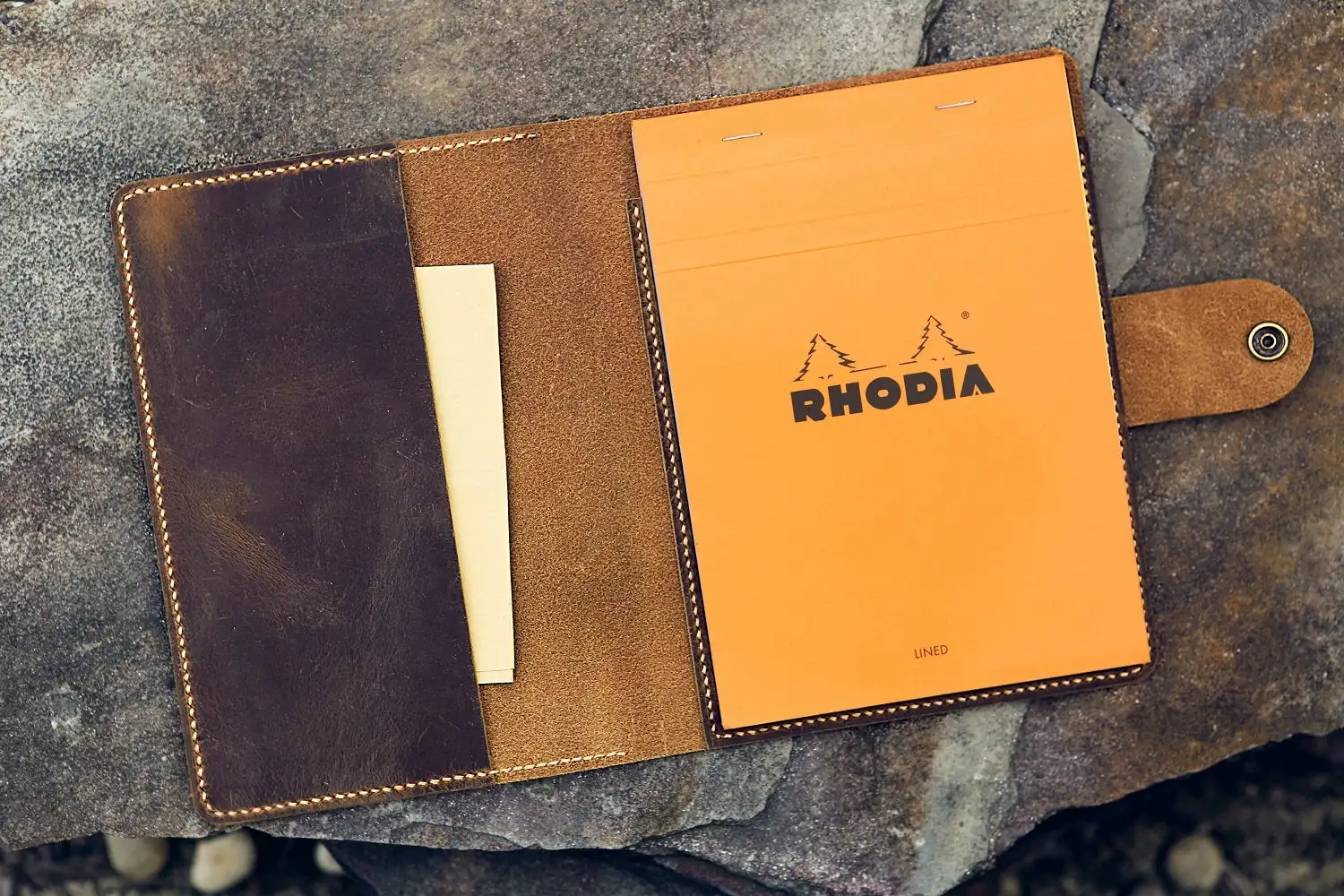 Персонализированный чехол из натуральной кожи для ноутбука RHODIA pad notebook No 16 A5 Размер гравировка