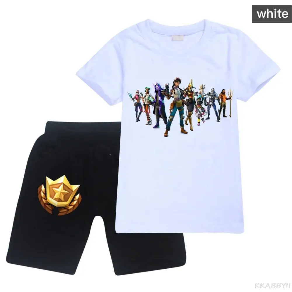 Комплект одежды для девочек Fortnites Детская летняя футболка трусики маленьких