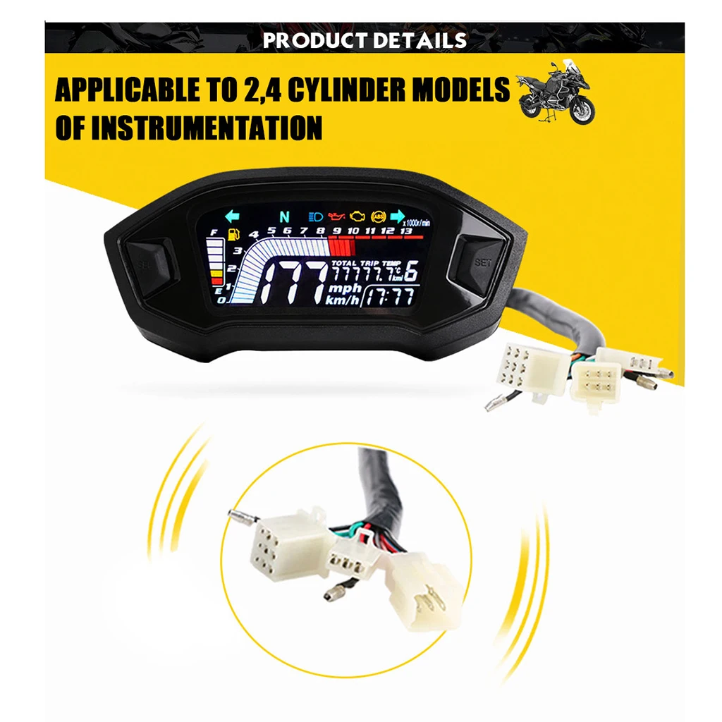

Speedometer Odometer Gear Display LCD LED KMH MPH For 1 2 4 Cylinder