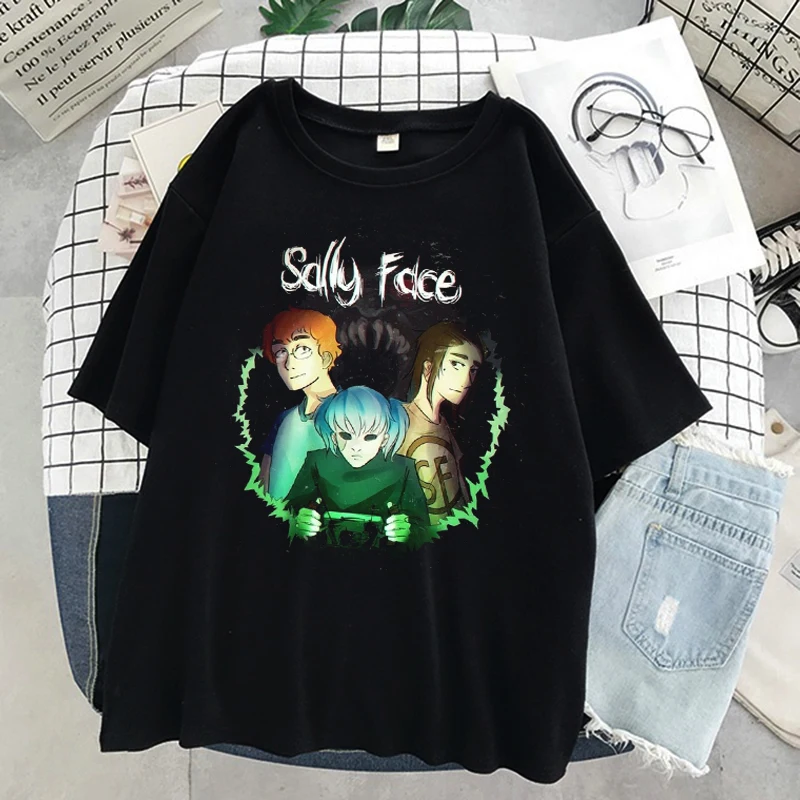 

Sally Face Print Regular T Shirt Women Funny Cotton Short Sleeve T-shirt Summer Fashion Casual Short-sleeve Tees For Girls