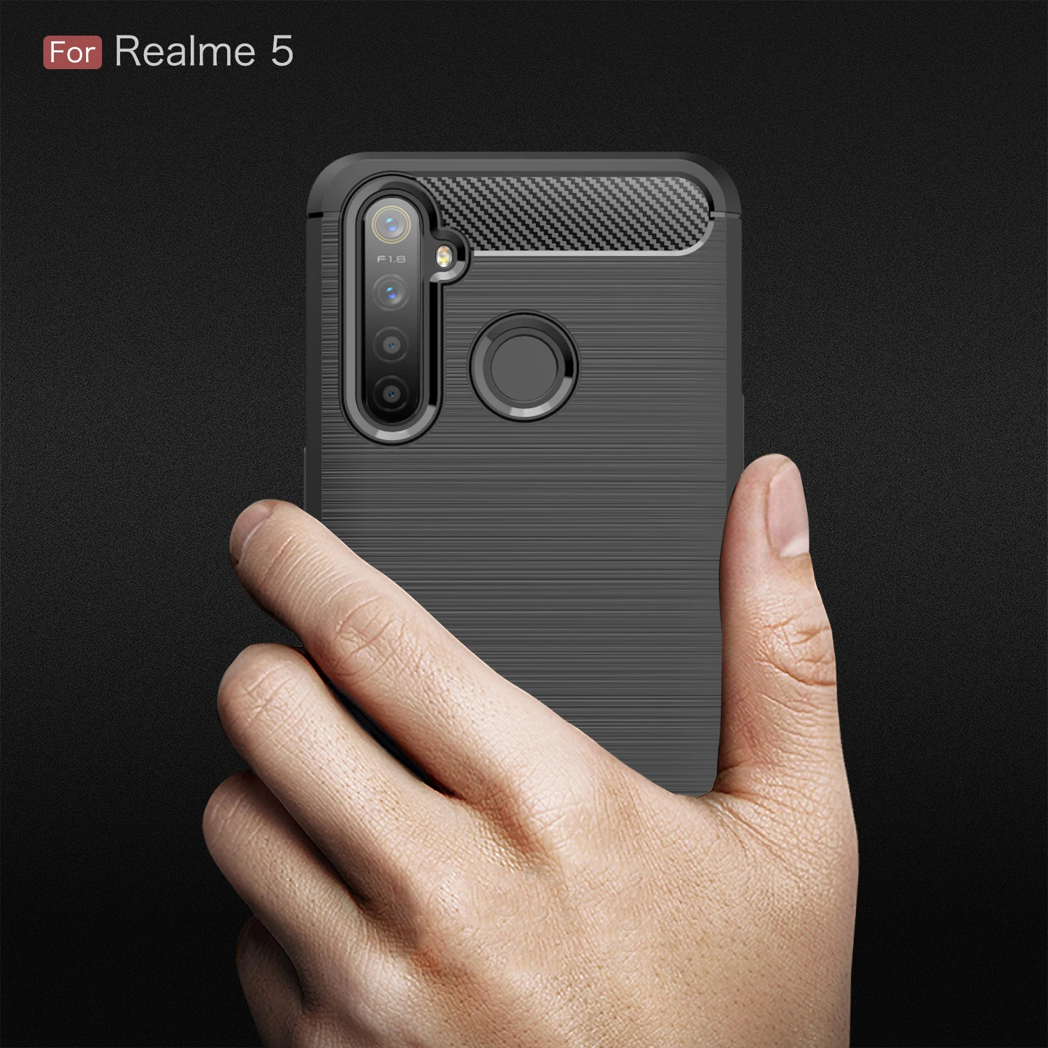 Для Oppo Realme 5i чехол Мягкий ТПУ задняя крышка противоударный бампер из углеродного