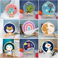 diy crafts sewing accessories needle thread ornament embroidery hoop cross stitch kit needle punch poke embroidery kit